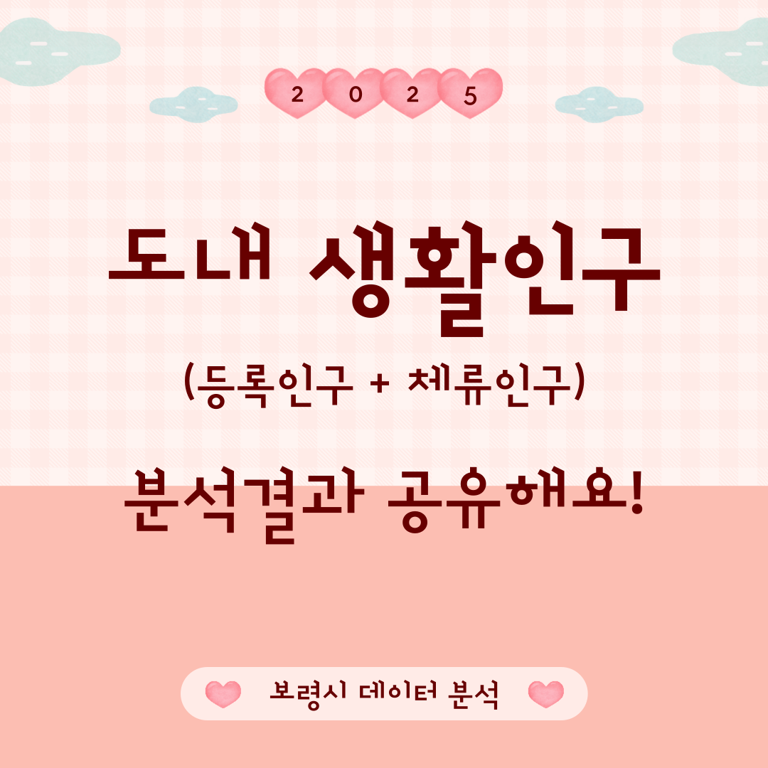 2025년 도내 생활인구(등록인구+체류인구) 분석결과 공유해요! 보령시 데이터 분석